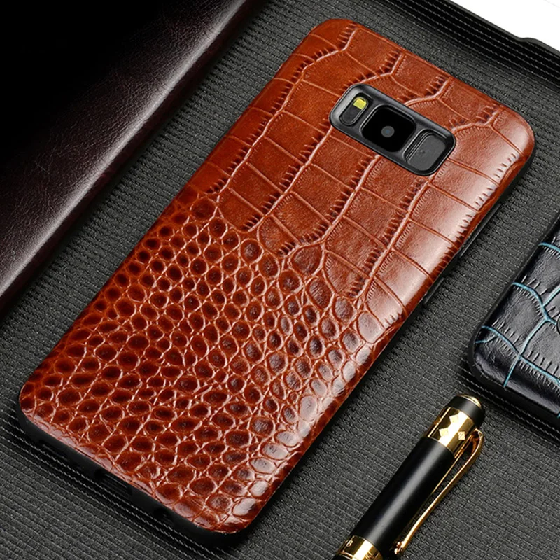 

Cowhide Phone Case For Galaxy S7edge S8 S9 S10 Plus A20 A30 A50 A70 Capa For Note 8 9 10 A5 A7 A8 2018 Crocodile Texture Case