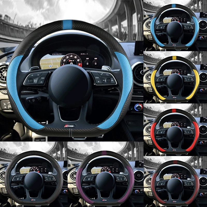 

38CM Universal Car Steering Wheel Cover Braid High Quality Leather Anti-Slip Car Steering Wheel Cover GLC C260L GLB200 GLA E300L