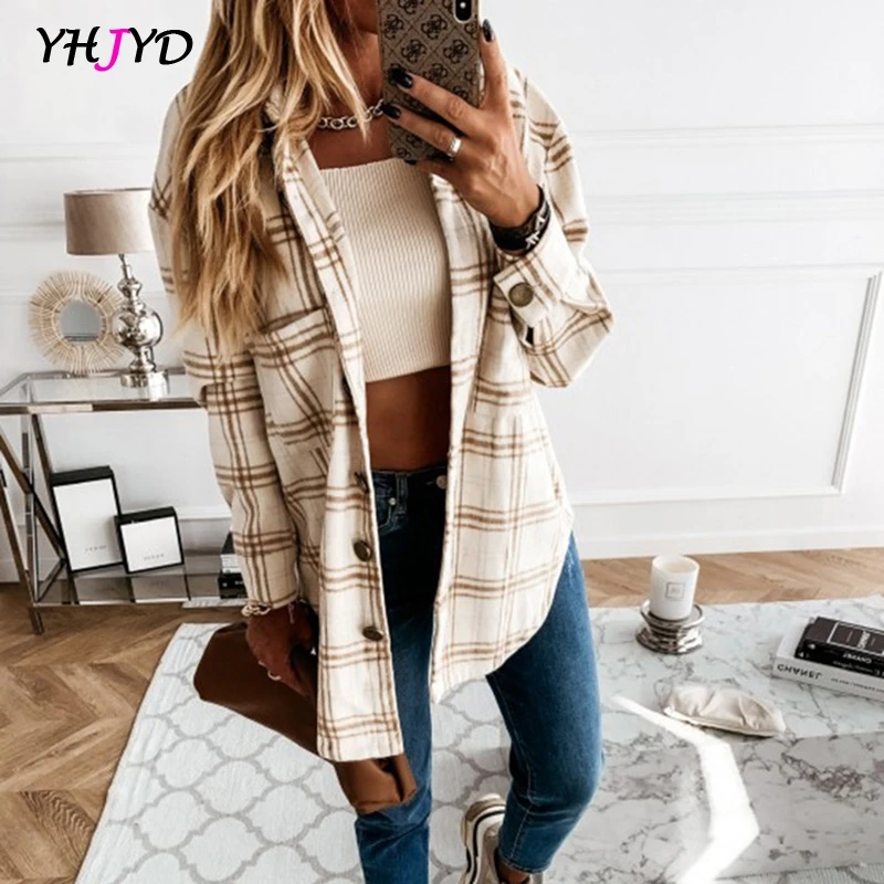 Женская повседневная рубашка в клетку уличная мода толстый топ с длинным рукавом