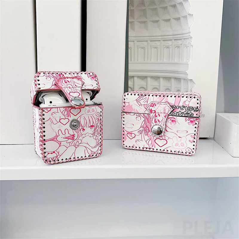 Милые Мультяшные девушки мягкие кожаные чехлы для наушников Apple AirPods 1 2 3 Забавный