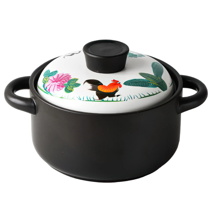 

Ceramic Casserole Chinese Style Cock White 1.5-6L Round Cooking Soup Pot Stewpan Household Kitchen Supplies Cookware Saucepan