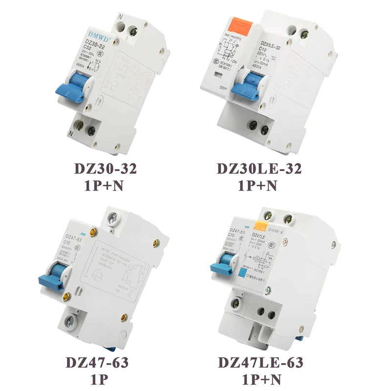 Мини автоматический выключатель ДПН DZ30-32 230~ DZ47-63 400 В 1P 10A 16A 20A 25A 32A 50 Гц 60 гц автоматический выключатель на din-рейку RCBO RCCB