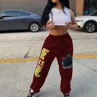 tnnaoff aesthetic graphic hip hop y2k sweatpants for women fall fashion joggers elastic high waist lounge wear cargo trousers