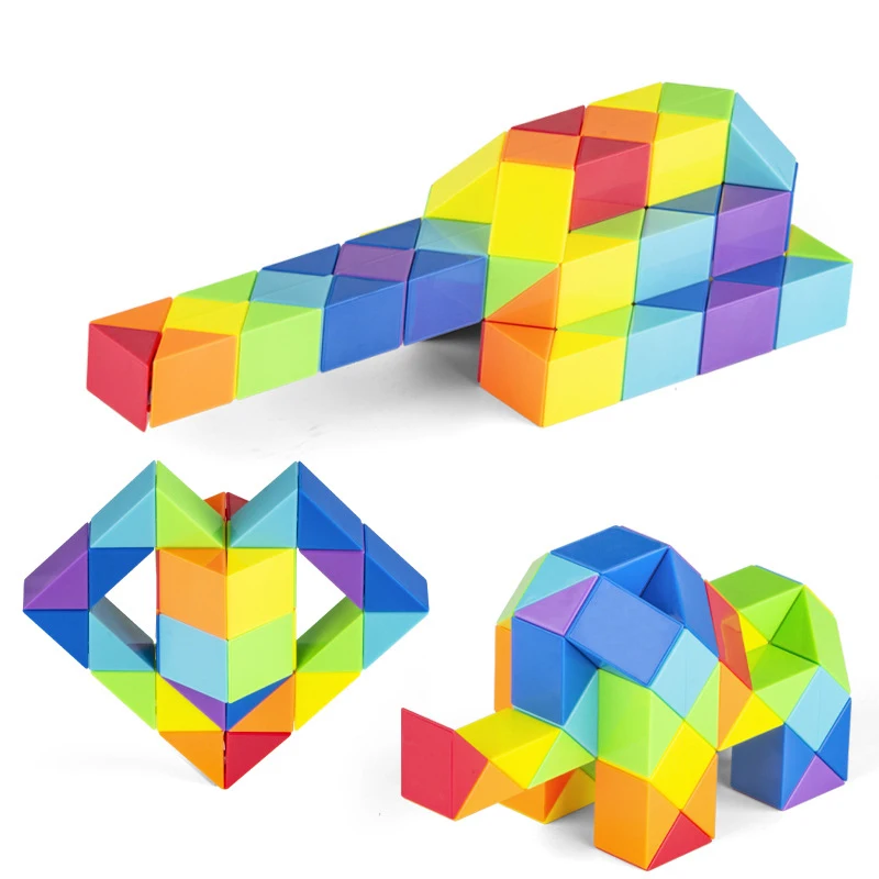 

Rainbow Color Twist Snake Ruler Puzzle Cube Educational Toy Antistress Magic Snake Shape Cube ABS Plastic Release Stress Widget