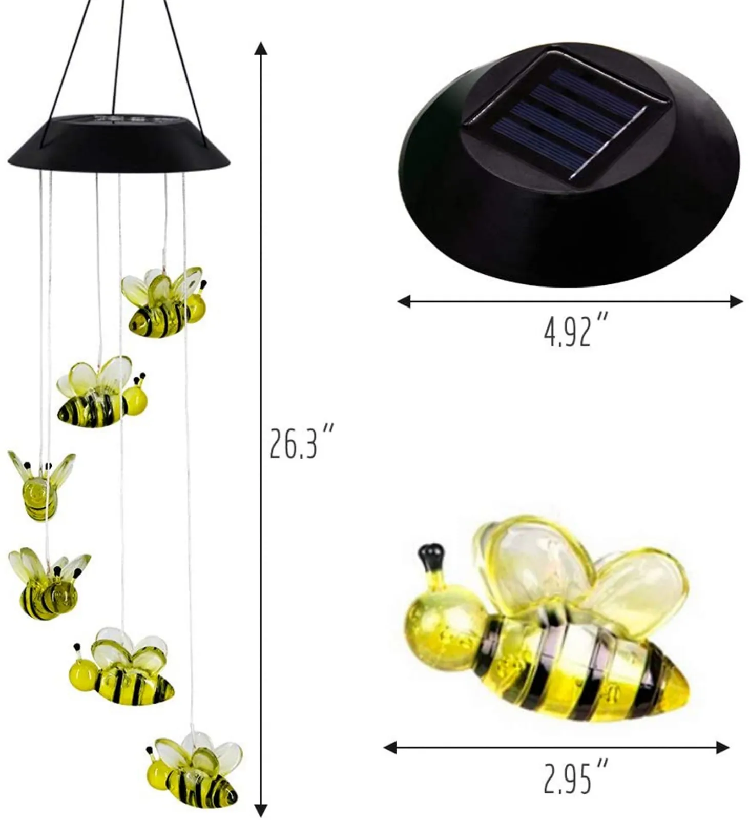 

Led Solar Powered Bee Wind Chimes Light Home Garden Hanging Lamp Decor 2021 Garden Decoration Bee Wind Chimes Home Decorations
