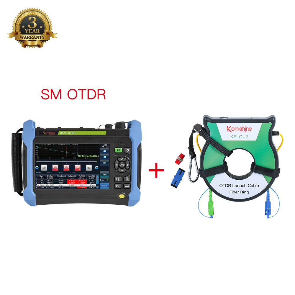 

KomShine QX70 одномодовый OTDR 1310/1550nm 32/30dB Встроенный 10 мВт VFL Функция, OTDR Старт кабельного оптический патч-корд 500 м