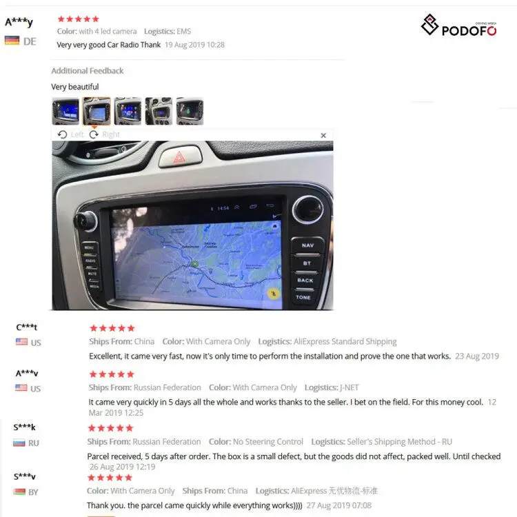Podofo Автомобильный мультимедийный плеер Android 8,1 GPS Авторадио 2 Din 7 ''автомагнитолы dvd-плеер для Ford/Focus/S-Max/Mondeo 9/Galaxy yc-Max