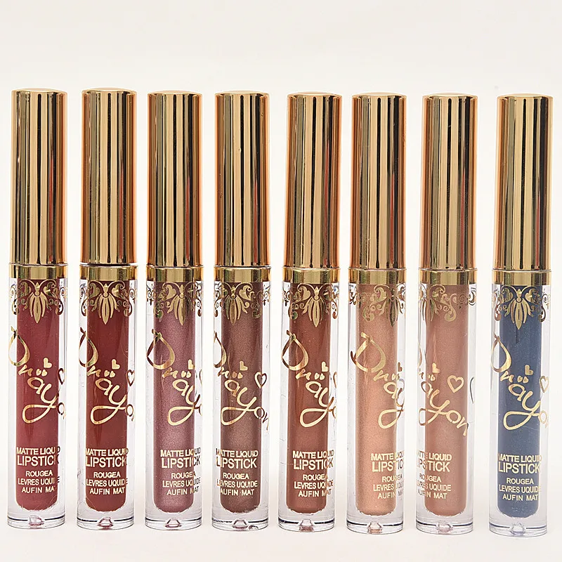 Цветная водостойкая блестящая жидкая матовая помада для губ в металлическом