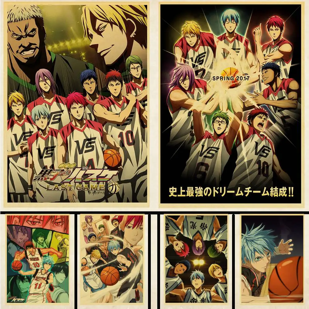 

Anime Kuroko's Basketball Poster Retro Kraft Paper Poster Bar Cafe Bedroom Living Room Decoration Painting Wall Sticker