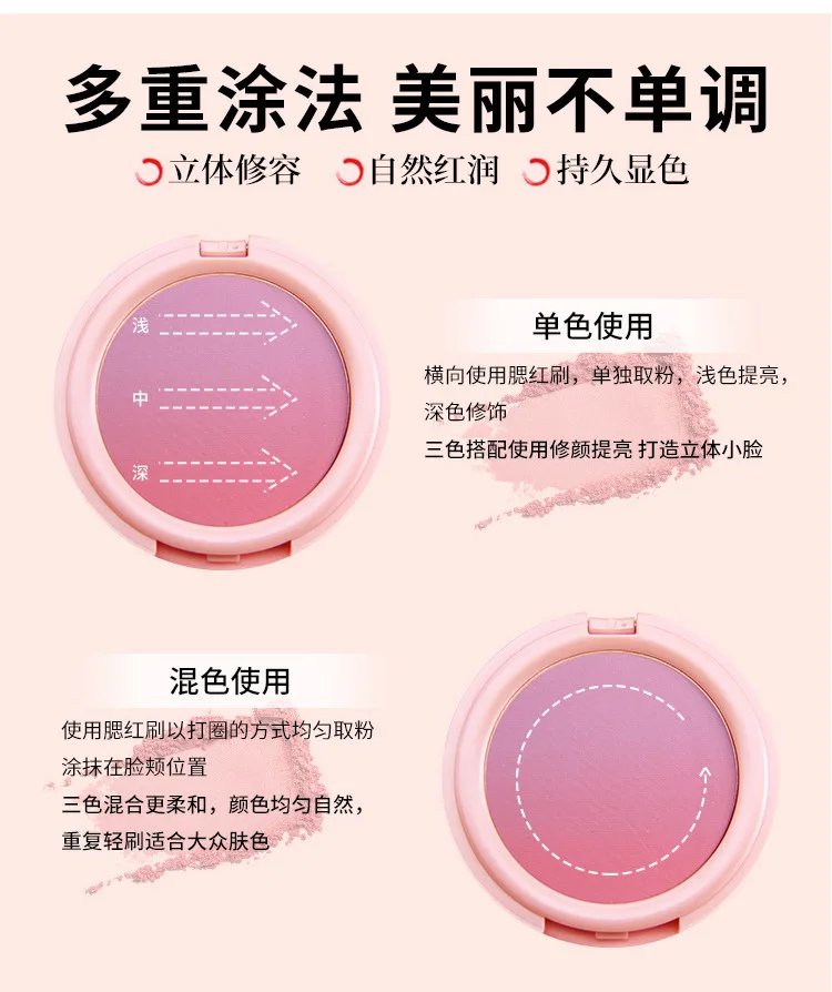 New make-up NOVO sweet pink gradual change blush natural good color double color blush plate nude makeup rouge beauty makeup