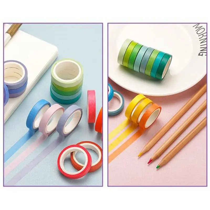 

60 Rolls Washi Masking Tapes | 8mm Wide Colorful Decorative Masking DIY Tapes