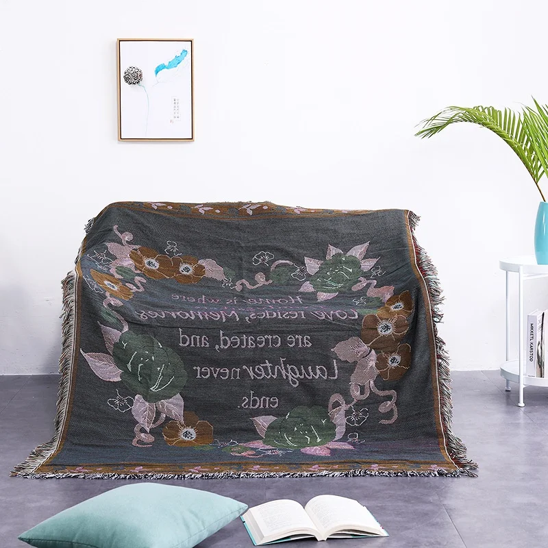 

Покрывало для дивана в фермерском стиле, нескользящее покрывало для дивана, двухстороннее защитное покрывало с кисточками, хлопковое плете...