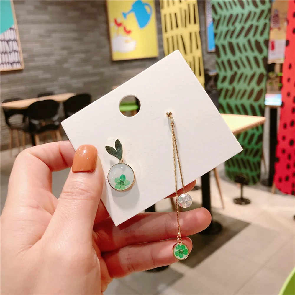 Корейские стильные Серебристые серьги в форме сердца с милыми вечными цветами