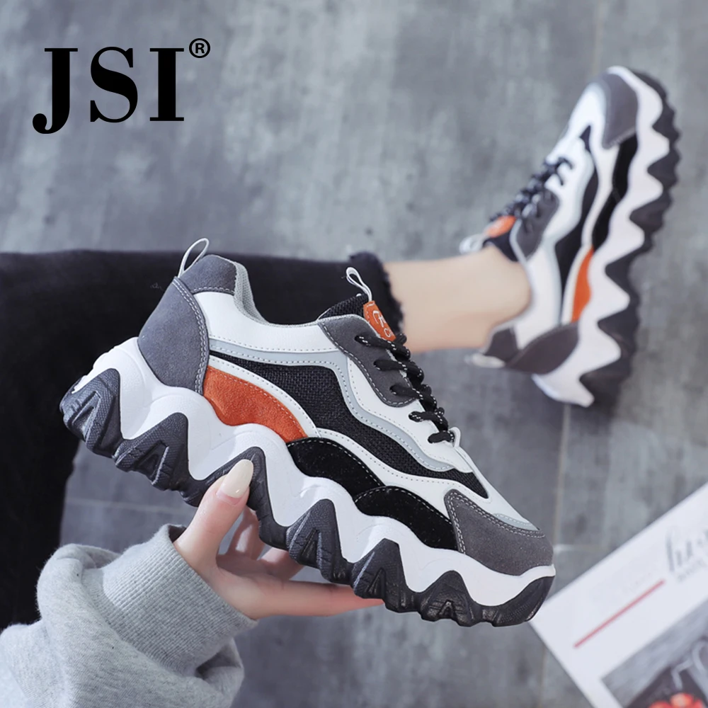 JSI/Новинка Модная женская спортивная обувь Повседневная с круглым носком