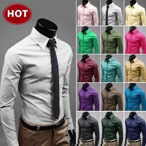 

17 colours Mens Slim Fit Unique Neckline Stylish Dress Long Sleeve Casual Shirts Mens Shirt Camisa Camisas Masculina Size S-5XL
