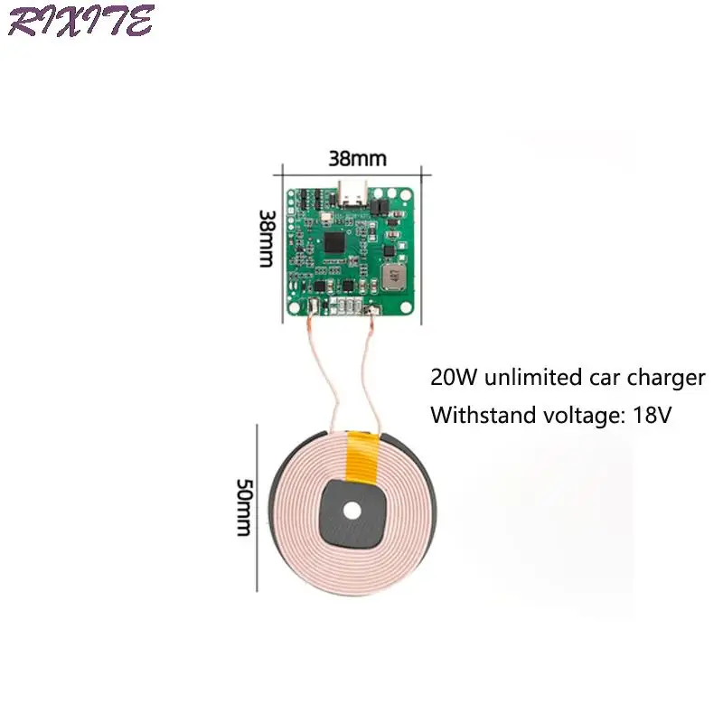 20w high power 5v 12v fast charging wireless charger transmitter module type c usb coil qi universal for car phone battery free global shipping