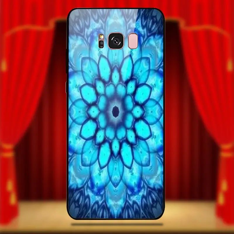Tempered Glass Phone Cases Cover for Samsung Galaxy A6 A8 A8S A9S S8 S9 S10 Plus Lite Bags Turquoise Mandala x Lace Wood | Мобильные