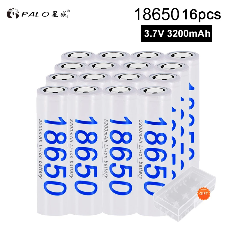 Литий ионный аккумулятор PALO NCR18650B 16 шт. 100% оригинал 3 7 В 3200 мАч 18650 для фонариков с