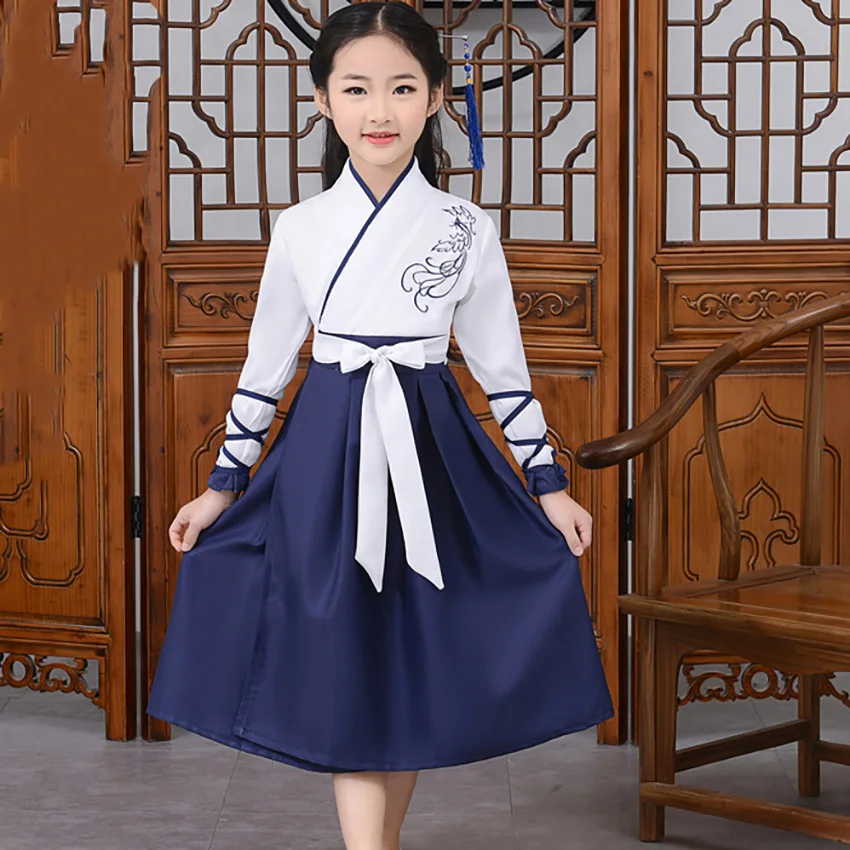 Древний Hanfu детский танцевальный костюм для взрослых, народное платье для девочек и мальчиков, традиционная китайская одежда, стильные праздничные наряды, нарядная сцена