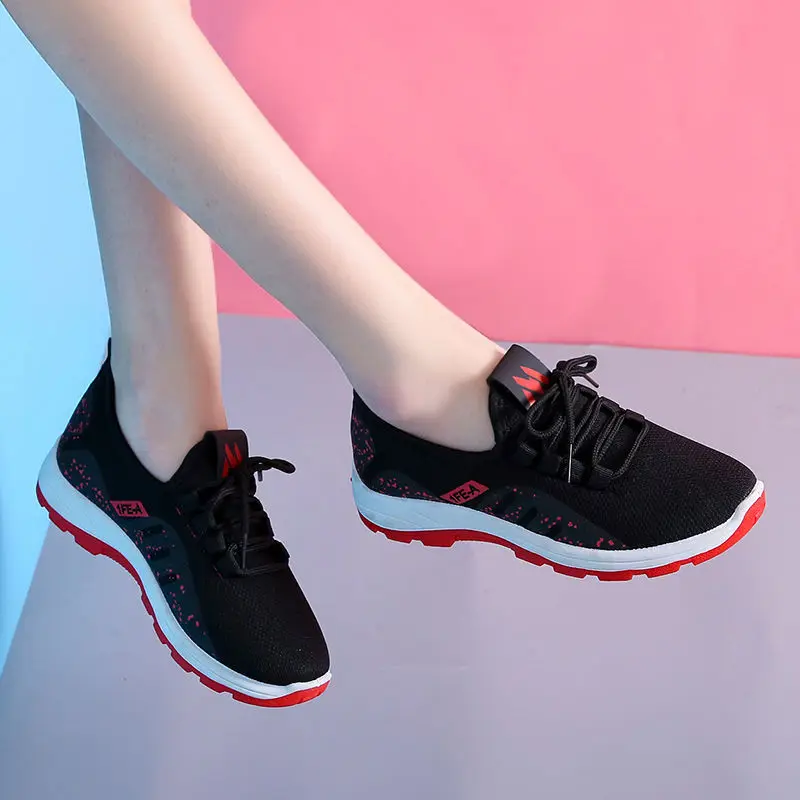 

2021 Light Weight Vulcanize Shoes For Women Clunky Sneakers Air Sole Casual Breathable Zapatos De Mujer Woman Sport Shoes