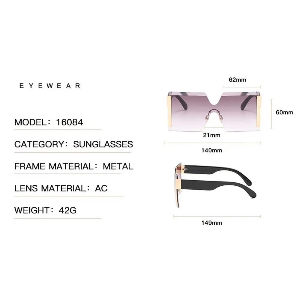 

WOENFEL Rimless Oversized Sunglasses Women Luxury Brand Fashion Gradient Sun Glasses Men Big Square Frame Vintage Retro Eyewear