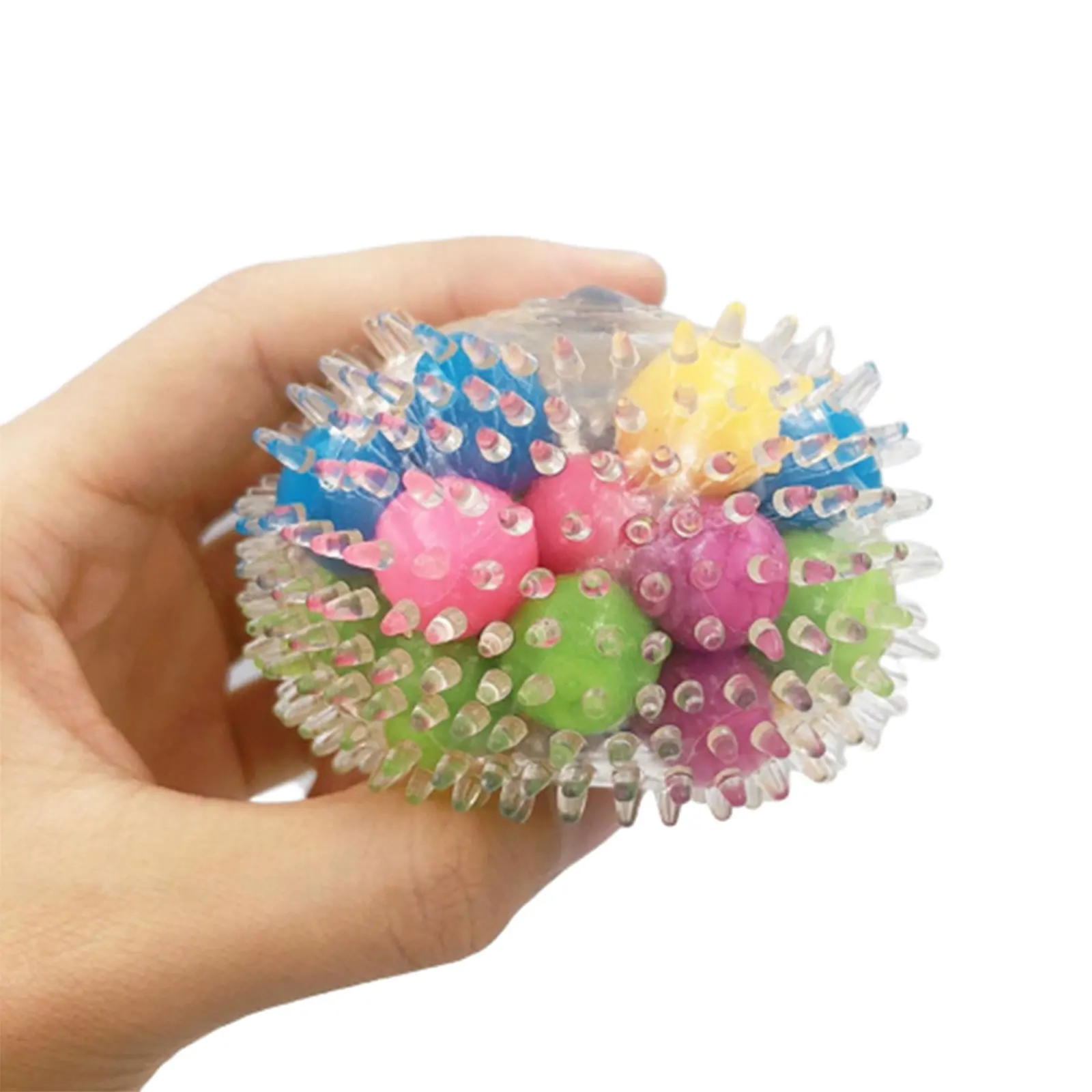 

1/4PCs Vent Balls Rainbow Colorful Beads Decompression Stress-Relief Tricky Squeeze Toy Stress Relief Hand Toy Color Random