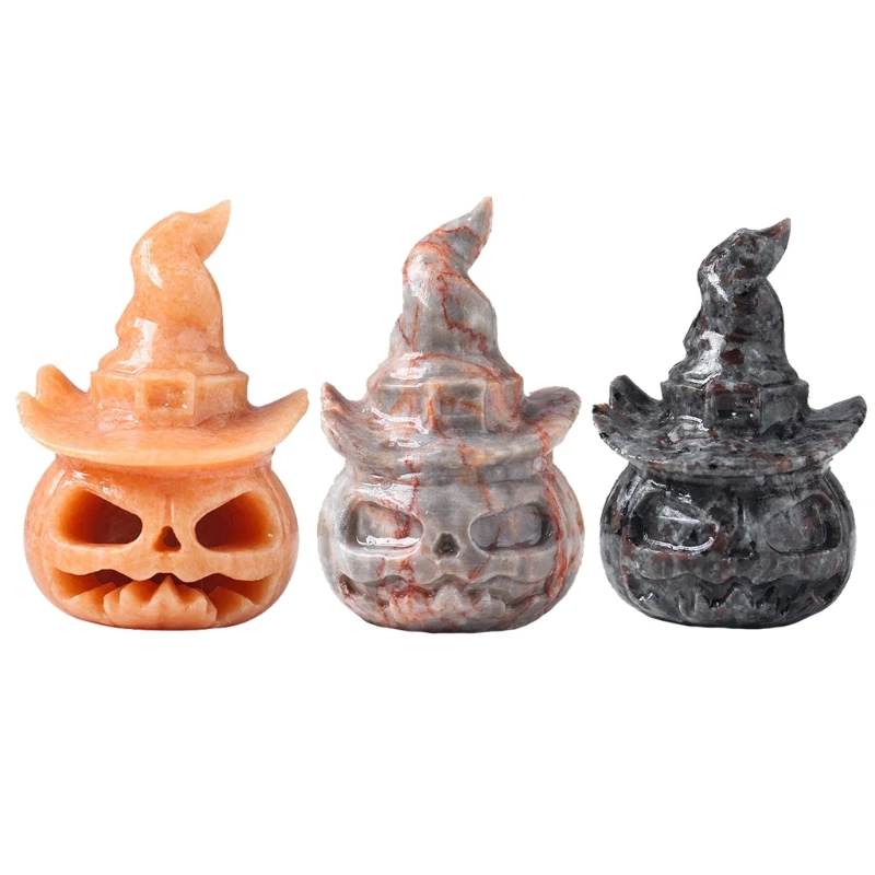 

Halloween Faux Crystal Pumpkin Lantern Ornament Carving Gemstone Desktop Decor