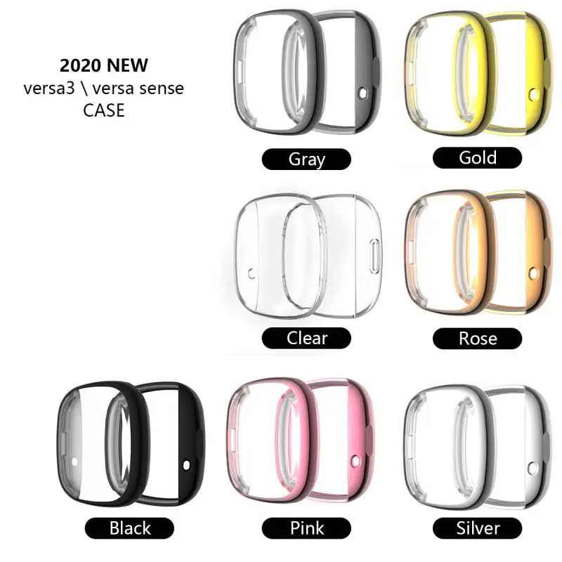 

360 Full Screen Protector For Fitbit Versa3/sense Watch Case Electroplating Protective Shell Shockproof Protective Cover
