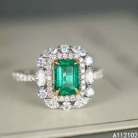 kjjeaxcmy fine jewelry 925 sterling silver inlaid natural emerald ring exquisite girls ring support test hot selling