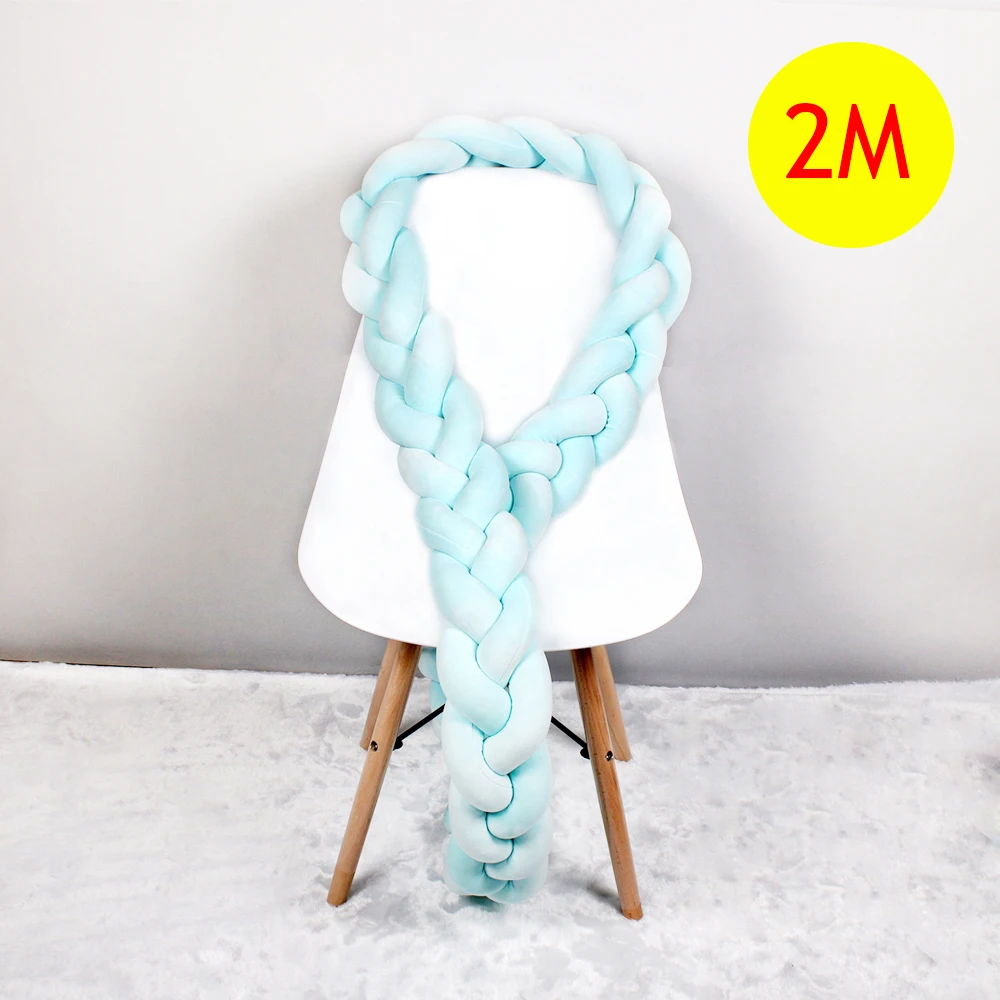 Blue 2m 1 м/2 м/3 м длинный забор для детской кроватки Плетеный пинцет с ручной вязкой Подушка для детской кроватки бампер защитный коврик для детской кроватки украшение интерьера - Цвет: Blue 2m