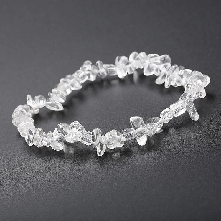 White crystal Натуральный исцеляющий белый кристалл камень браслеты гравий браслет кварц нерегулярные чип бусины рейки Strand браслет для женщин Девушка ювелирные изделия - Окраска металла: White crystal