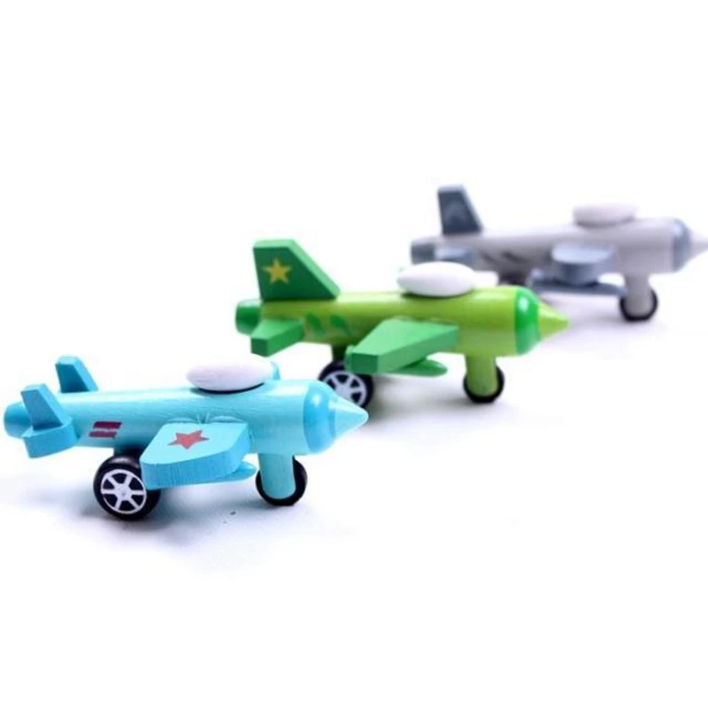 

Kids Mini Wooden Aircraft Model Toy Wooden Education Colorful Airplane Toys Simulation Decoration Gift