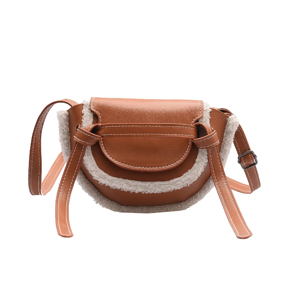 

Autumn and winter lambs hairy bag women 2020 new Korean fashion crossbar bag foreign atmosphere fashion saddle bag