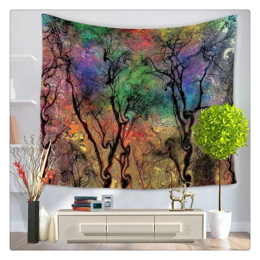 Abstract Human Trees Tapestry Wall Hanging Oil Painting Boho Home Decor Fabric Camping Blankets Beach Towels | Дом и сад