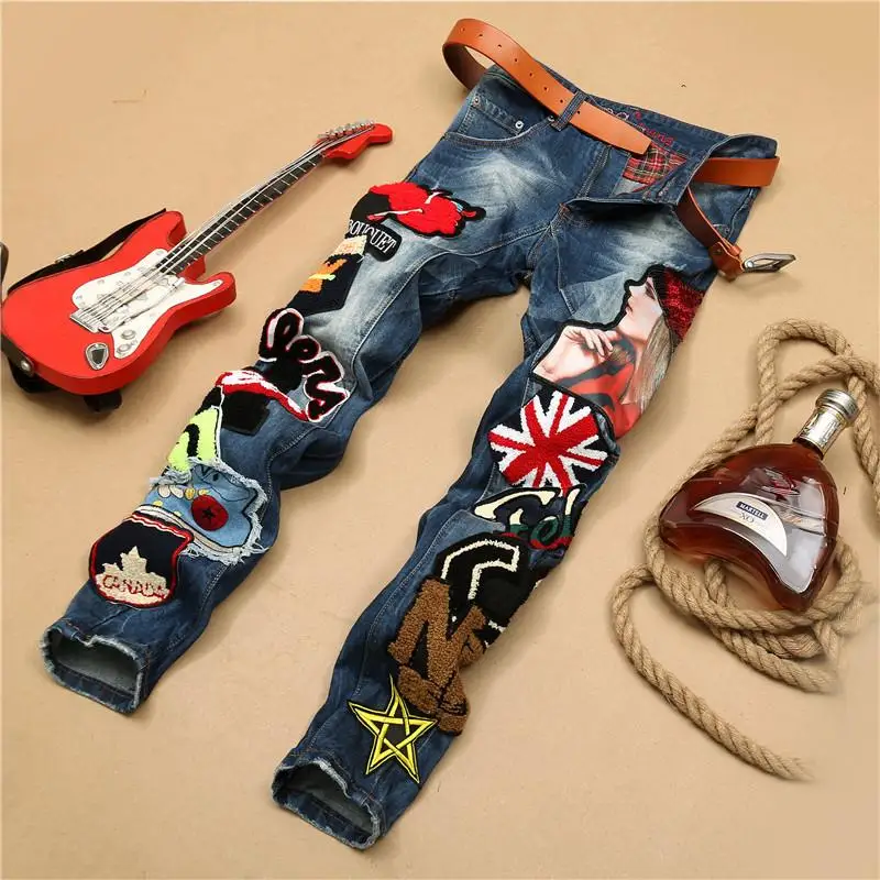 

Men's Hip hop jeans famous designer brands high quality Skateboard denim pants