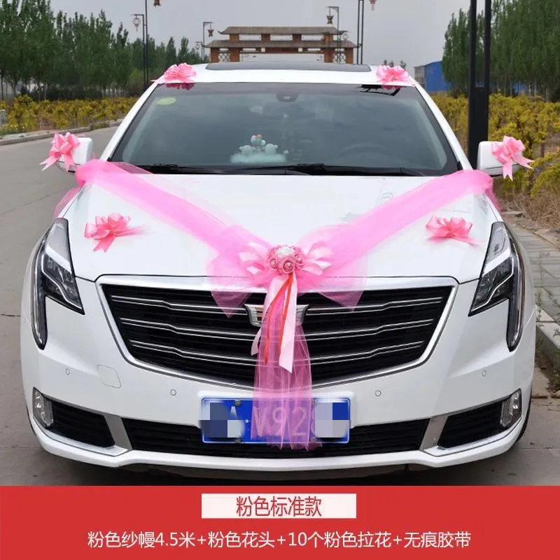 

Colorful Artificial Flower for Wedding Car Decoration Bridal Car Decorations + Door Handle Ribbons Silk Flower For wedding