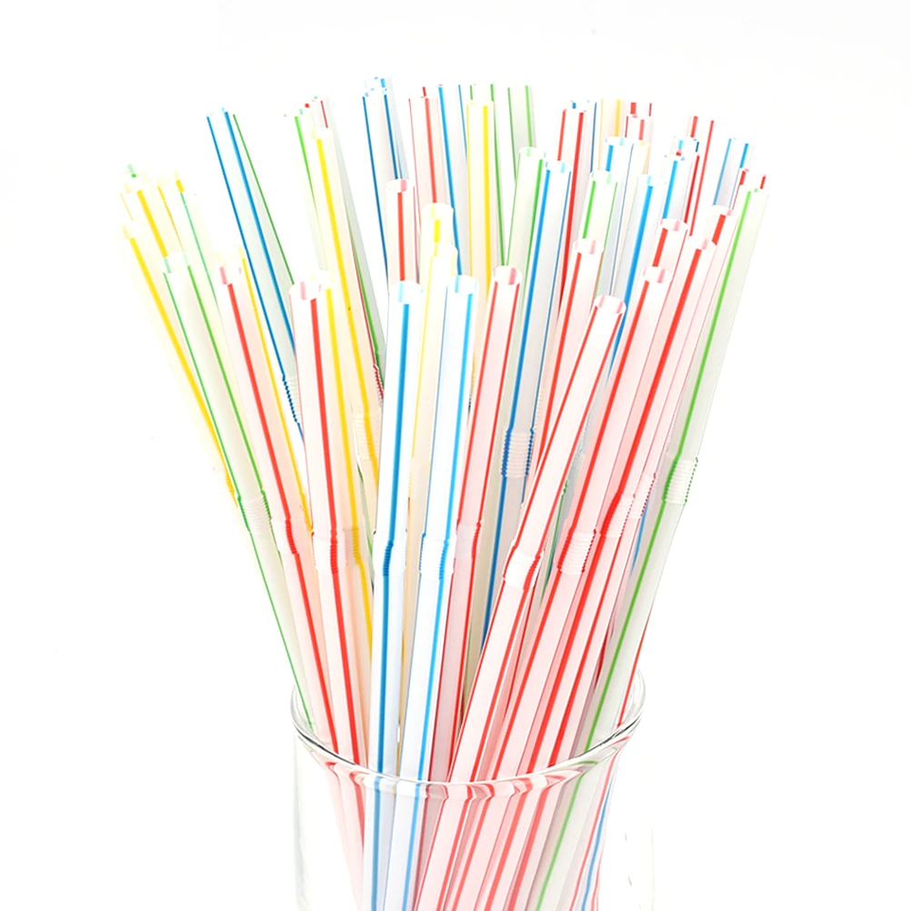 

100PCS Disposable Drinking Straws Flexible Multi Color Rainbow Drinking Straws Straws Practical Straw For Home Party Activity