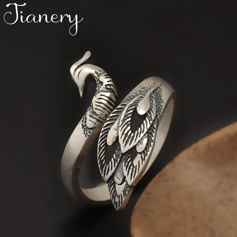 Женские винтажные кольца Павлин JIANERY Трендовое кольцо серебристого цвета