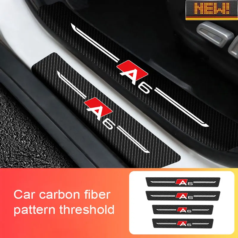 

4Pcs Car Stickers Anti Scratch Door Sill Protector ​For Audi A6 2009 2011-2020 2021 Car Stylin Threshold Protection Carbon Fiber