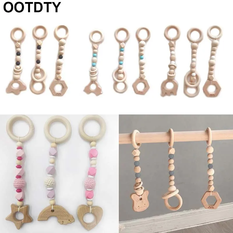 Детский деревянный Прорезыватель для зубов погремушка жевательная игрушка игр в