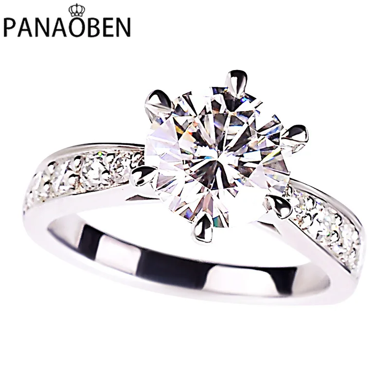 

Six Prong Big Diamond Real 925 Sterling Silver Women's Rings Exquisite Elegant Luxury Unique Wedding Engagement Proposal Jewelry