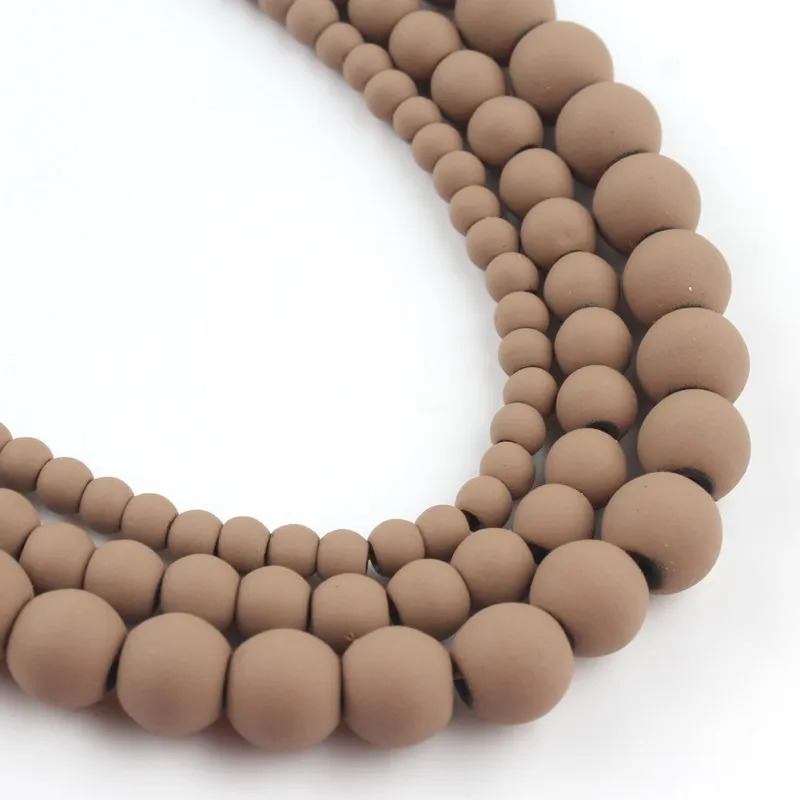 Бусины Из Гематита и натурального каучука матовые Коричневые круглые бусины