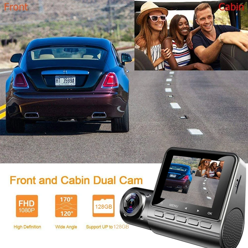 Автомобильный видеорегистратор с двумя объективами GPS камера WDR 1080P регистратор