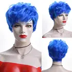 Амир, синие парики для женщин, стрижка Пикси, короткий прямой синтетический Боб, парик вечерние, косплей