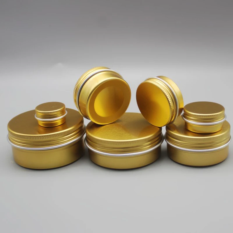 

Hot 5g 10g 15g 30g 50g Golden DIY Skin Care Beauty Samples Jars Empty Aluminum Valentine's Day Gift Storage Box Tins 100pcs