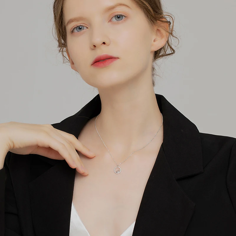 

Geometric Circle Round Snail Cubic Zirconia 925 Sterling Silver Clavicle Chain Necklace For Women Fashion Trendy Jewelry