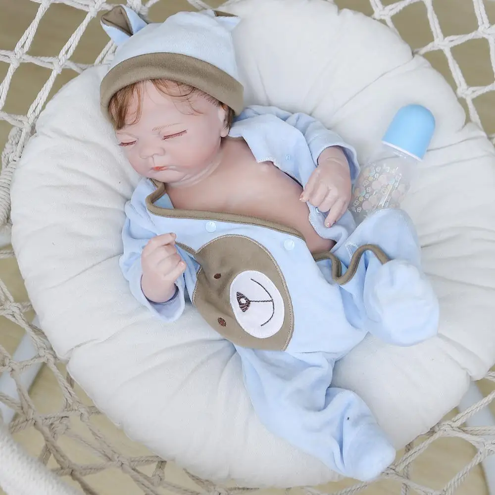 

55cm Real Size Original NPK Baby Reborn With Closed Eye Doll Bebe Toddler Dolls Full Silicone Soft Body Dolls Realistic Doll