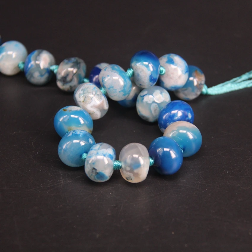 25 27 шт./нитка натуральный синий сакуры Агаты гладкие круглые космические бусины