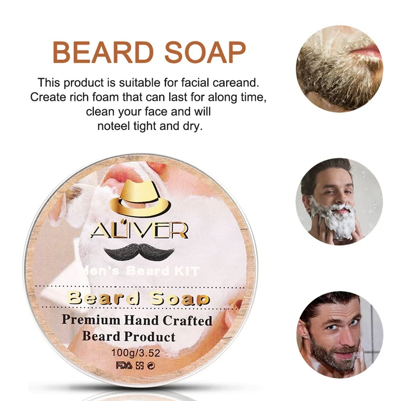 

ALIVER 9PCS/Lot Beard Care Tool Set Beard Comb Bristle Brush Beard Cream Oil moisturizing Wax Beard Care Set with Rzaor