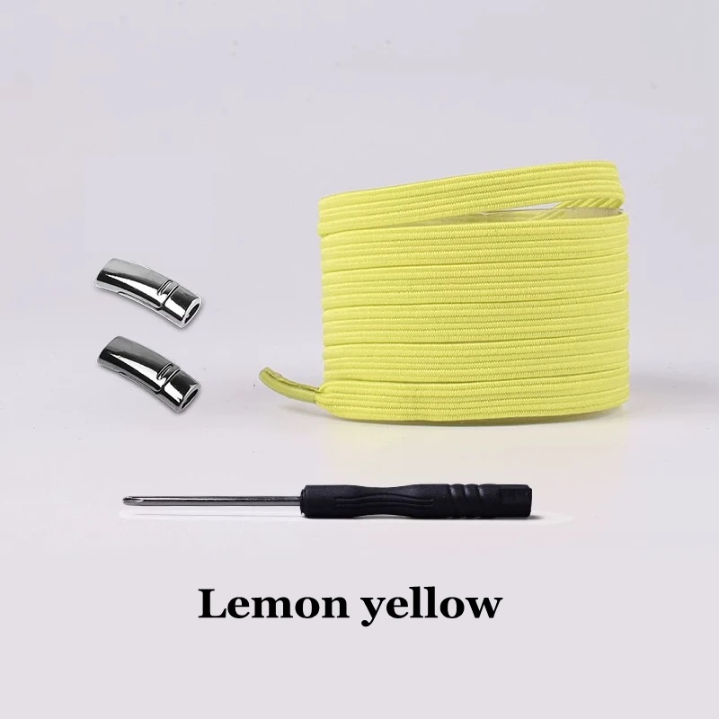 Lemon yellow 1 пара, 24 цвета, плоские магнитные шнурки, эластичные шнурки без завязок, шнурки для обуви для детей, взрослых, унисекс, сникерсы, шнурки, шнурки для быстрого отдыха - Цвет: Lemon yellow